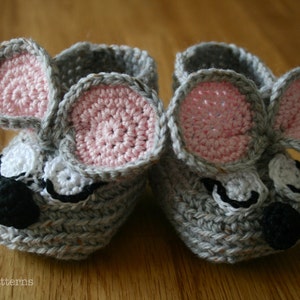Crochet Pattern, Crochet baby booties pattern, sleepy mouse booties pattern INSTANT DOWNLOAD image 3
