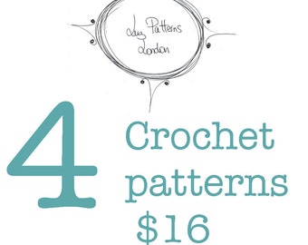 Gehaakte tas gehaakte patroon patronen 4 patronen voor slechts 16 dollar, mooie collectie van gehaakte bakken en patronen tassen