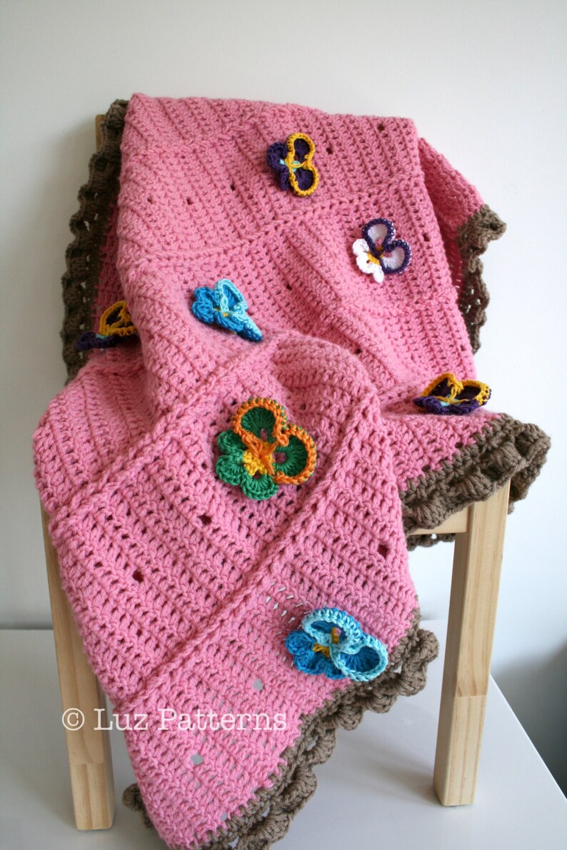 CROCHET PATTERN Baby blanket crochet pattern pansy flower baby | Etsy