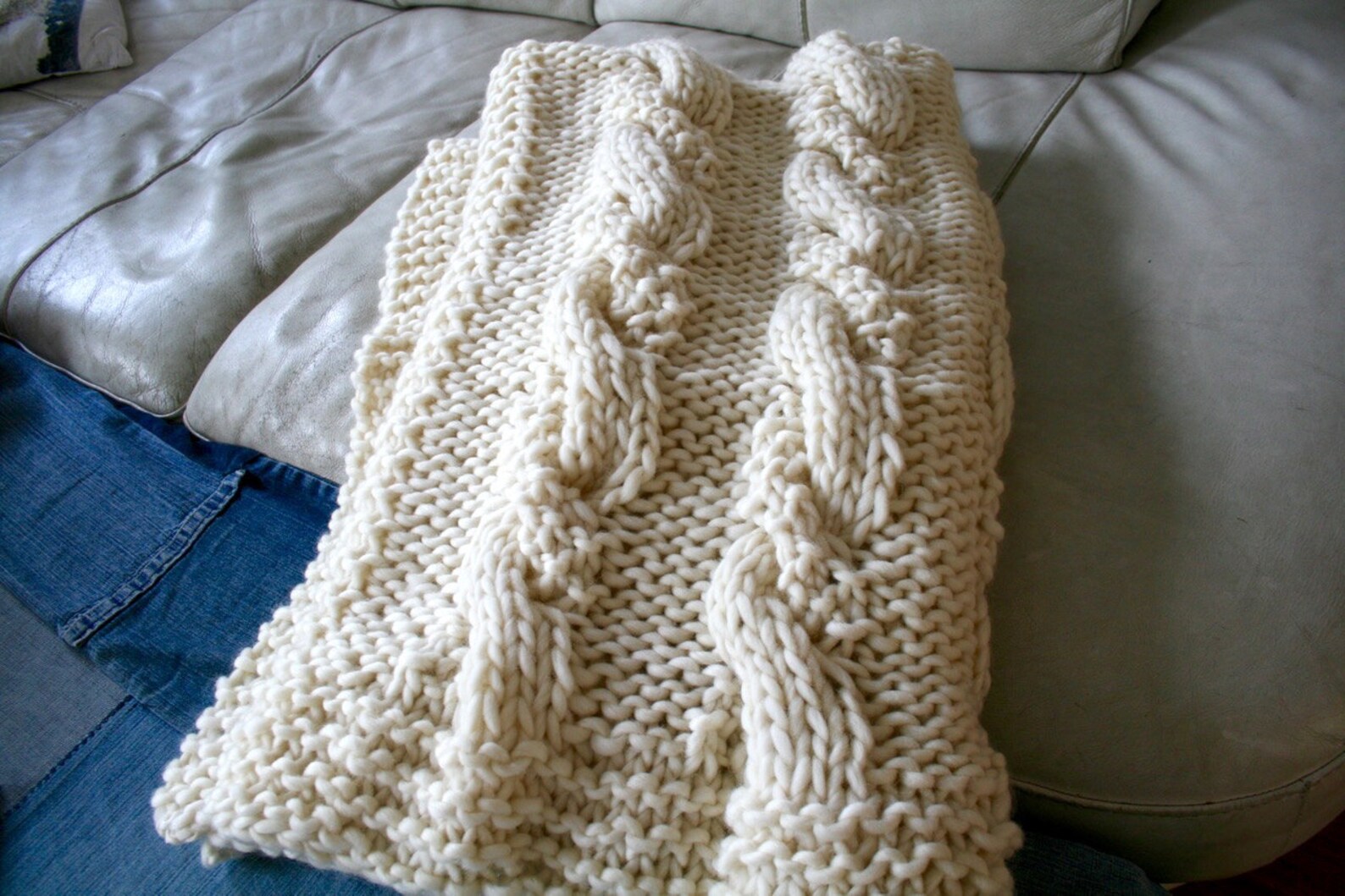 KNITTING PATTERN Super Chunky Blanket Knitting Pattern Cable Etsy UK