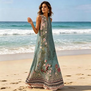 Teal Floral Dress Women - Etsy