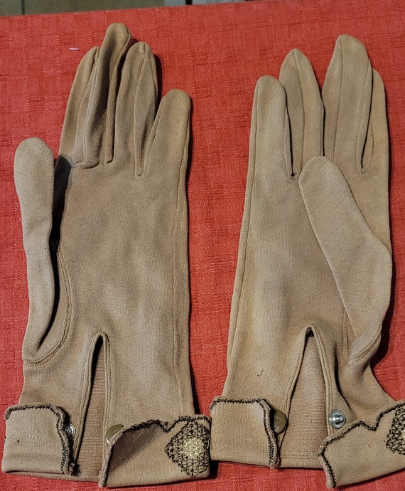 Vintage Brown Ladies Gloves - image 2