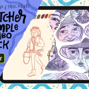 Sketcher Sample Combo Pack, Procreate und Photoshop Pinsel, Skizzenpinsel Illustration & Lettering, Digitale Kunst Pinsel, Sofort Download