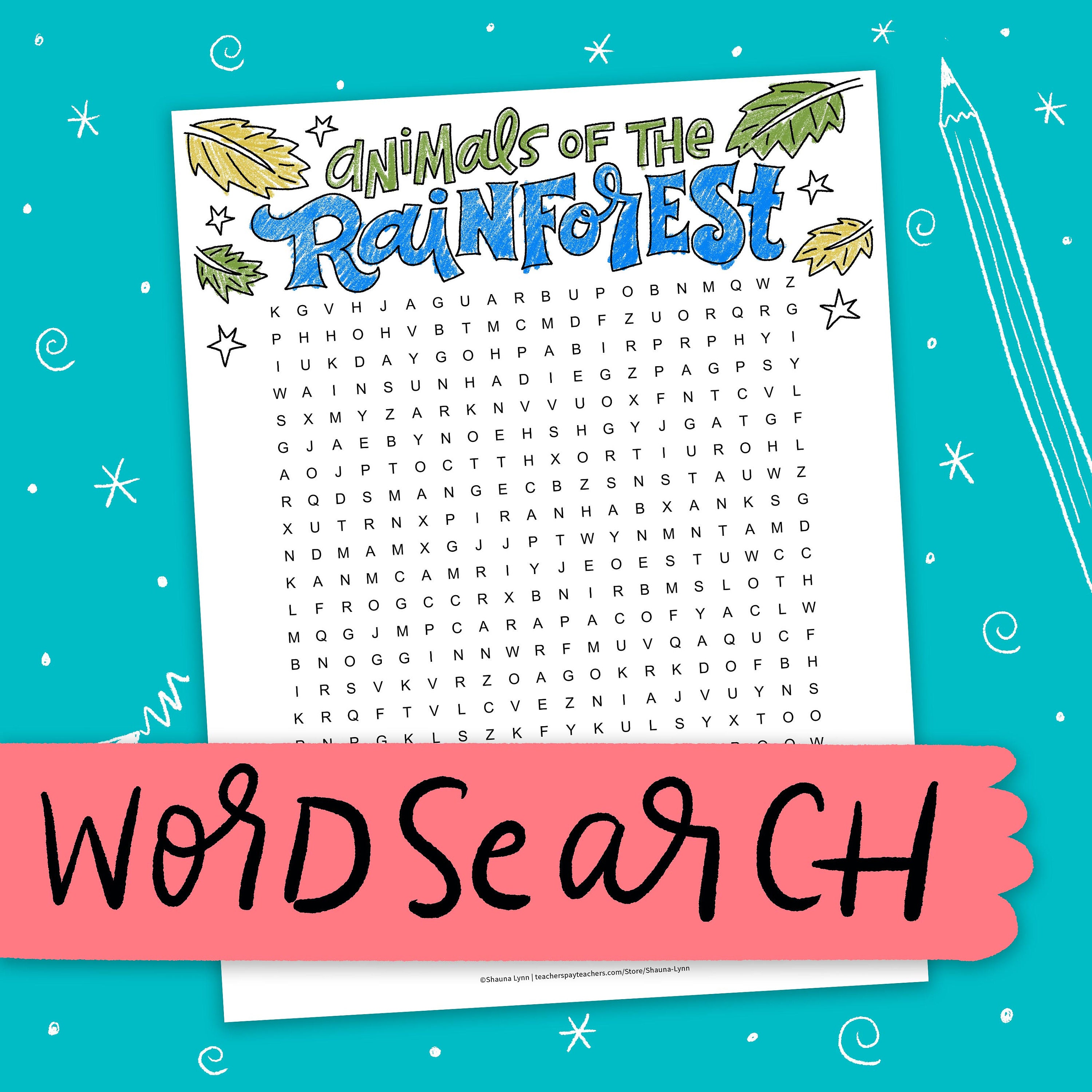 instant download animals of the rainforest wordsearch etsy