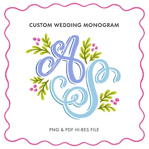 Custom Digital Monogram | Personalized Initials Logo | Wedding Engagement Home | Printable Monogram Design