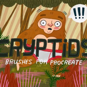Cryptids Brush Pack for Procreate, Procreate Brushes for Illustration and Lettering, Digital Art Brushes, Instant Download, Brush Set