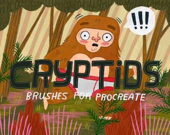 Cryptids Brush Pack für Procreate, Folklore Illustration (Instant Download)