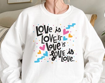 Love is Love LGBTQ+ Pride Illustrated Unisex Crew Neck Sweatshirt