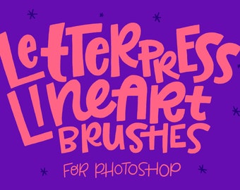 INSTANT DOWNLOAD Letterpress Lineart - Photoshop Brush (TPL) illustration illustrated lettered lettering