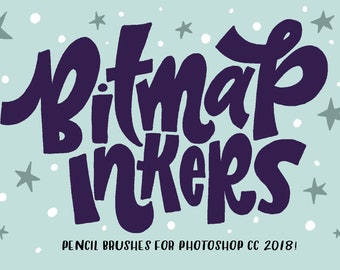 Bit Map Photoshop Brushes, Illustration und Lettering (Digitaler Download)