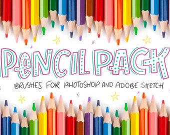 Realistische Bleistift Pinsel, Skizzen & Beschriftung (Instant Download)