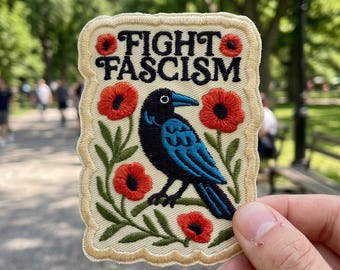 Fight Fascism Floral Patch, Pro Democracy Protest Patch, Social Justice Embroidered Iron & Sew On Patches for Jacket Hat Backpack Clothes