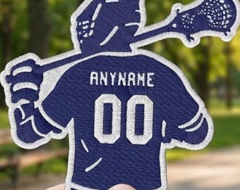 Benutzerdefinierte Lacrosse Spieler Patch, personalisierter Name gestickte Aufnäher Team Sport Liebhaber, Aufnäher zum Aufbügeln für Jacke, Kleidung, Hut, Rucksack