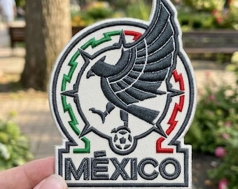 Mexico Soccer Emblem Embroidered Patch, Football Team Logo Applique Iron & Sew On Patch for Jerseys, Jackets and Backpacks Sports Fan Gift