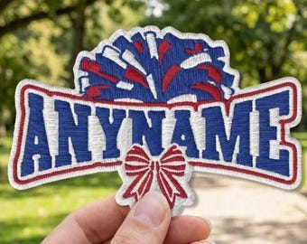 Custom Cheerleader Name Patch, Personalized Sports Cheer Mom School Spirit Patch, Iron & Sew on Embroidery Patches for Bag, Jacket, Backpack