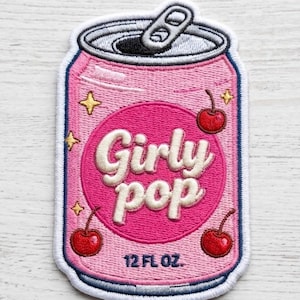 Girly Pop Embroidered Patch, Cute Trendy Quote Patches, Pink Coquette Iron On Sew On Applique for Jacket Hat Backpack Tote Bag Clothes