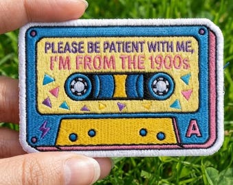 1900s Cassette Tape Embroidered Patch: Retro Music Badge, DIY Decor, Gift