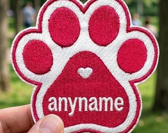 Benutzerdefinierte Tier Name Patch, niedliche personalisierte Haustier Tag gestickt Patch, Hund Paw Eisen & Nähen auf Patches für Jacke, Hut, Rucksack Kragen Kleidung