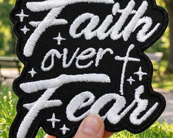 Glaube über Angst gestickt Patch, motivierend religiösen christlichen Bibel Vers Patches Applikation für Hut Rucksäcke Jacke, Geschenke für sie ihn