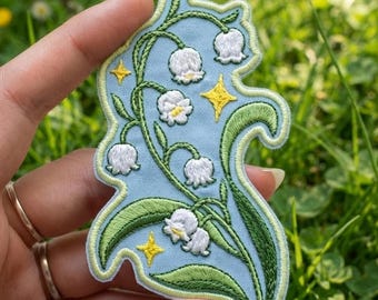 Lily of the Valley Embroidered Patch: Floral Badge, DIY Clothing Decor, Gift