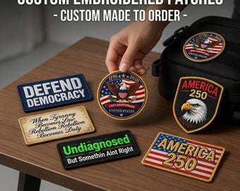 Benutzerdefiniertes Logo Patch, personalisierte gestickte Patch, laden Sie Ihren Namen oder Zitat, handgemachte Aufnäher zum Aufnähen für Jacke Rucksack Kleidung