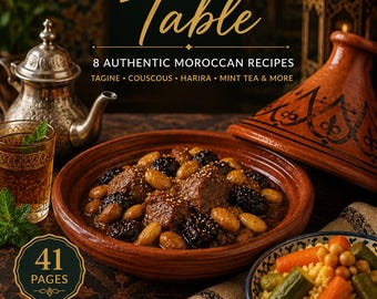 Moroccan Cookbook PDF | Authentic Tagine, Couscous & Harira Recipes | Easy Traditional Moroccan Cooking | Instant Download