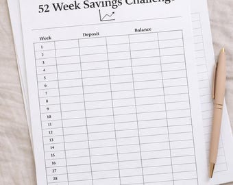 Desafío de Ahorro de 52 Semanas Imprimible | Seguimiento de Ahorro | Planificador de Presupuesto | Desafío Financiero | Descargar PDF A4
