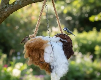 Vogel Nistmaterial Halter Herz nachfüllbar hängende Wildtier Garten Dekor rustikal