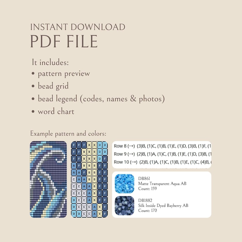 Miyuki Delica Loom Simple Beading Pattern • Amethyst Grid Bracelet (PDF ...