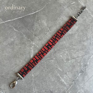 Miyuki Delica Loom Beading Pattern • Black and Red Men's Bracelet (PDF Download) • Coal & Flame