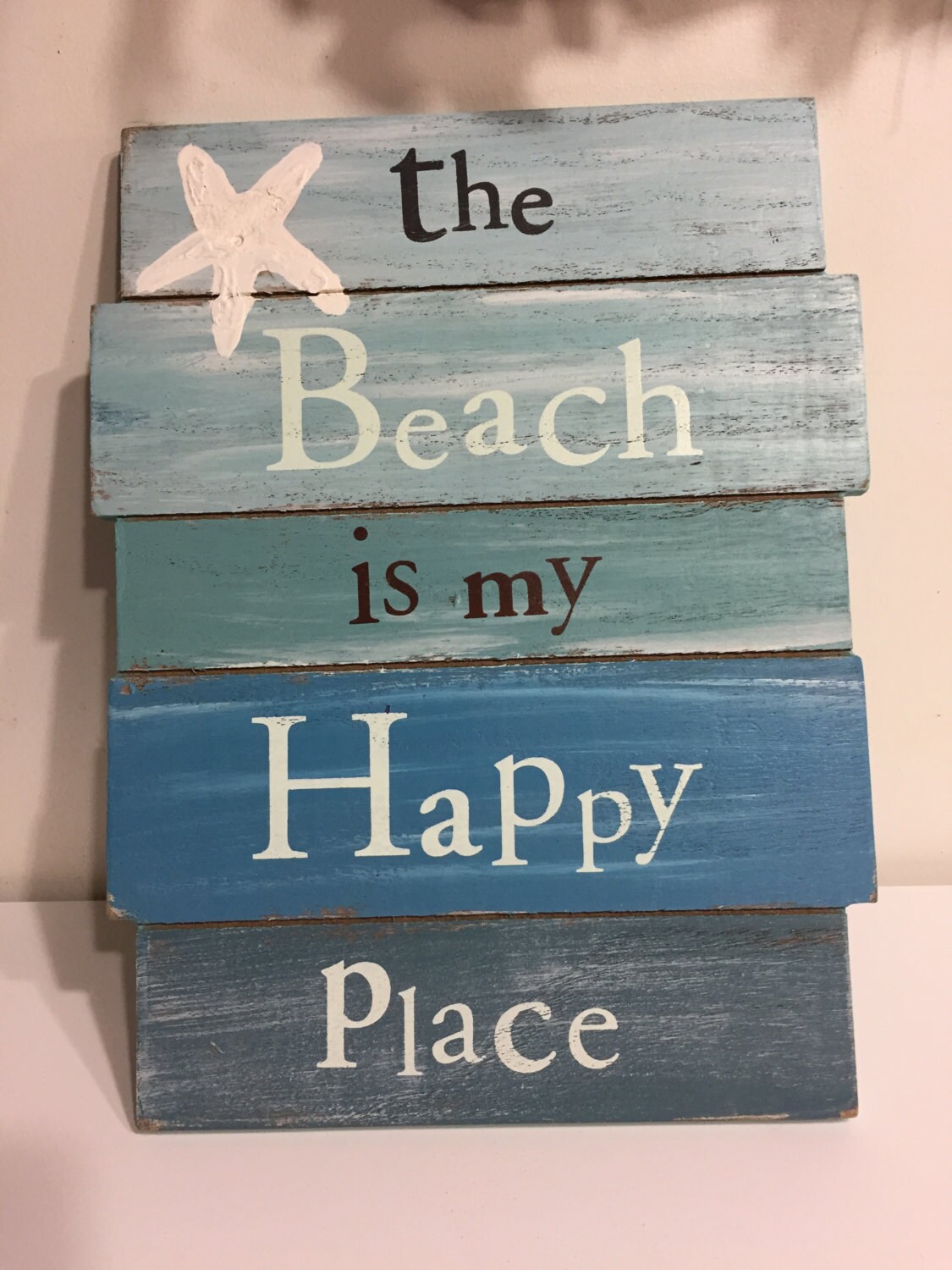 The Beach is My Happy Place Wooden Sign with Hand Painted Etsy