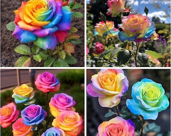 Más de 40 semillas de rosas arcoíris / Flores perennes híbridas exóticas para jardín