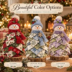 Patchwork Snowman Tree Sewing Pattern PDF, Quilted Christmas Decor, Fabric Holiday Centerpiece image 3