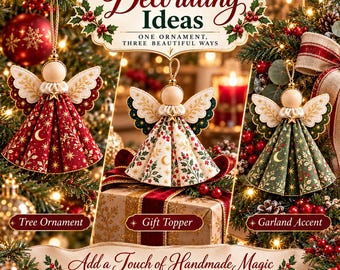 Angel Ornament Sewing Pattern PDF, Celestial Fabric Christmas Angel, Beginner Holiday Ornament Pattern