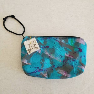 Bolso PINTADO de mano, pintura original, bolsa de cremallera, bolsa de aceite esencial, bolsa de lápiz, cartera linda, bolsa cosmética, billetera pequeña