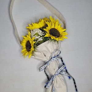 Fresh Cut Flower Tote, Canvas Bag, Florist Supplies, Flower Accessories, Garden Harvest Bag, Flower Carrier, Handmade