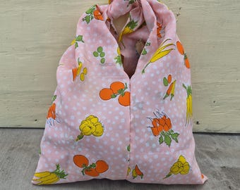 Bolso con nudo, bolso de mano de verano con estampado vegetal vintage, bolso vegano único.