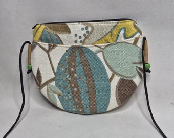 Half Moon Crossbody Bag, Adjustable Strap, Zippered Pouch, Home Decor Fabric Purse