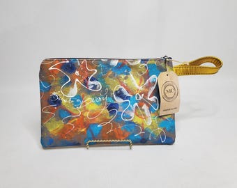 Clutch plegable pintado a mano: bolso de arte original