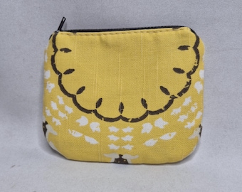 Small Zip Pouch, Upcycled Home Decor Fabric, Credit Card Holder