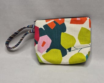 Zippered Pouch Wristlet, Cosmetic Bag, Essential Oil Holder, Fabric Clutch