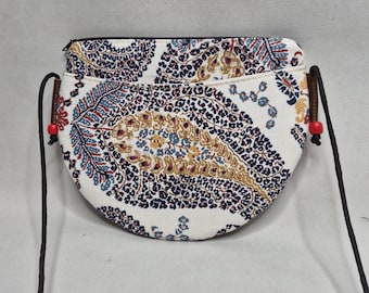 Half Moon Crossbody Bag, Adjustable Strap, Zippered Pouch, Home Decor Fabric Purse