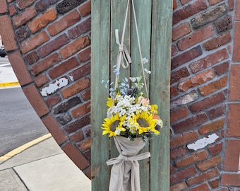Bolsa de lona con flores, ideal para el mercado de agricultores, con correas ajustables.