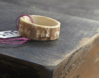 Take the road less traveled-  Genuine Deer antler carved ring Made to order- any size