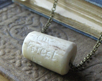 May The Forest Be With You. Carved Tube Type Deer Antler Necklace.