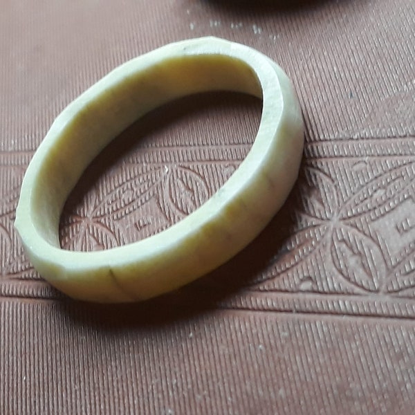 Genuine ELK antler carved ring semi smooth. Made to order in your size. Nature Lovers Primitive Wedding band