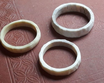 Genuine DEER antler carved ring . Handmade Natural Wedding Bands Made to order. semi smooth. Rustic Primitive Wedding Band for naturalist