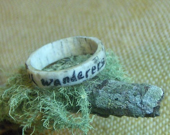 The Wanderer. Handmade carved deer antler ring. Made to order in YOur size