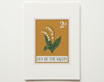 Estampado artístico de lirio de los valles, flor de nacimiento de mayo (descarga digital)