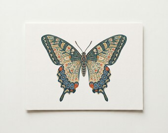 Lámina de arte popular con mariposa cola de golondrina cebra: Decoración botánica caprichosa para la habitación del bebé (Descarga digital)